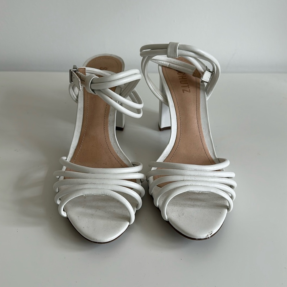 Schutz Nicolia strappy shoes in white size 11